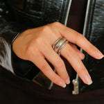 S925 Silver Thread Multi-loop Wide Ring - Gembea Jewelry