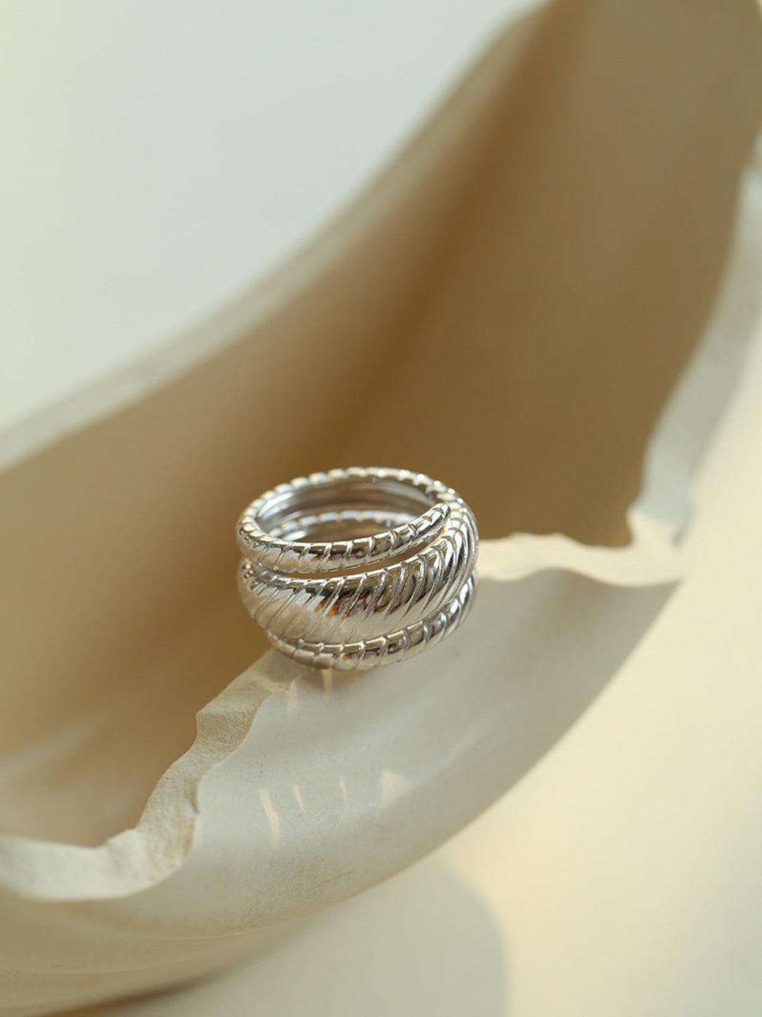 S925 Silver Thread Multi-loop Wide Ring - Gembea Jewelry