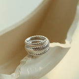 S925 Silver Thread Multi-loop Wide Ring - Gembea Jewelry