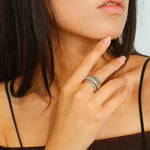 S925 Silver Thread Multi-loop Wide Ring - Gembea Jewelry