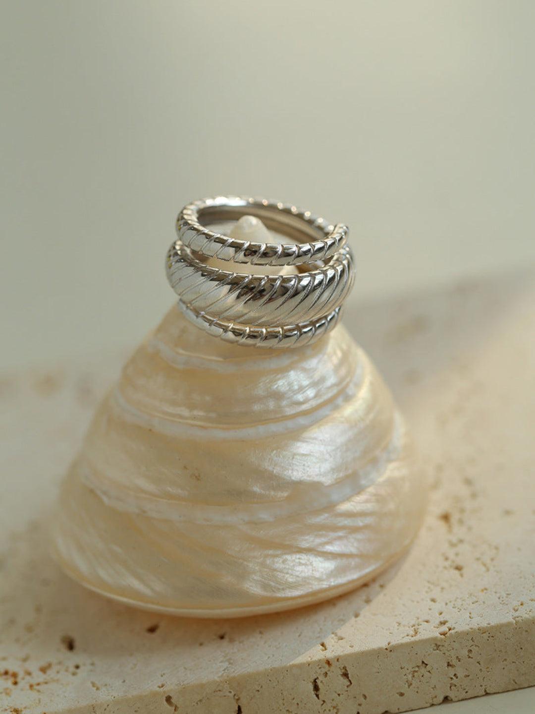 S925 Silver Thread Multi-loop Wide Ring - Gembea Jewelry