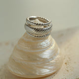 S925 Silver Thread Multi-loop Wide Ring - Gembea Jewelry