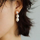 Three Freshwater Pearl Drop Earrings - Gembea Jewelry