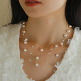 Three Layer Natural Freshwater Pearl Necklace - Gembea Jewelry