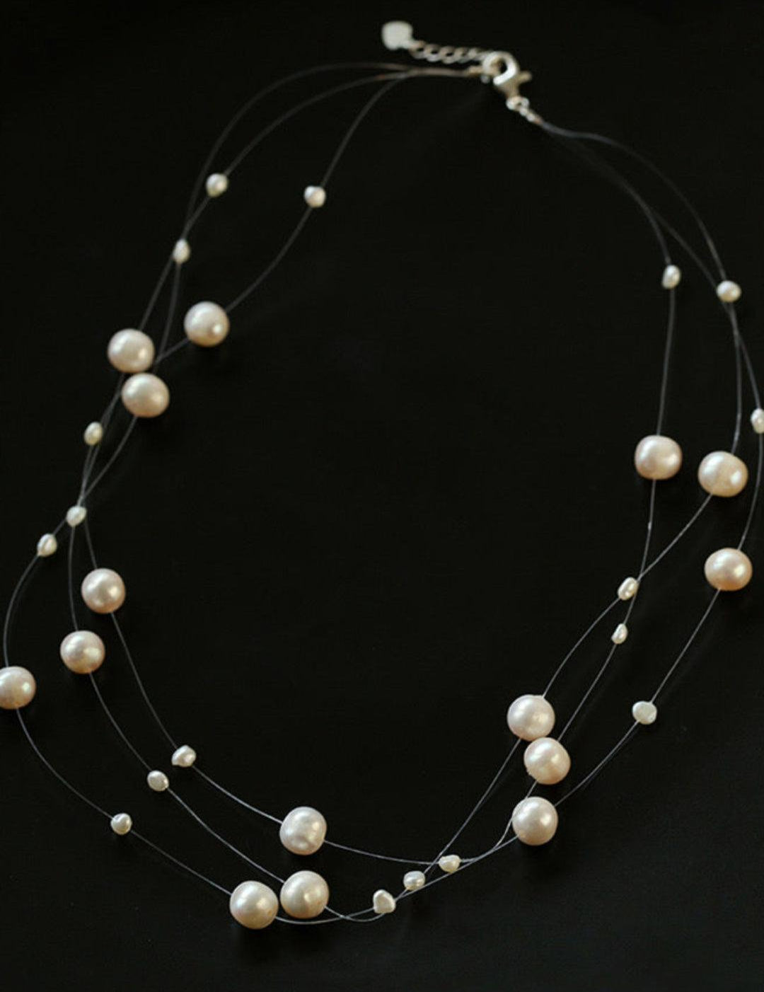 Three Layer Natural Freshwater Pearl Necklace - Gembea Jewelry