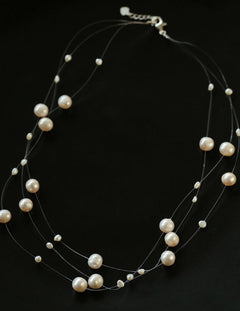 Three Layer Natural Freshwater Pearl Necklace - Gembea Jewelry