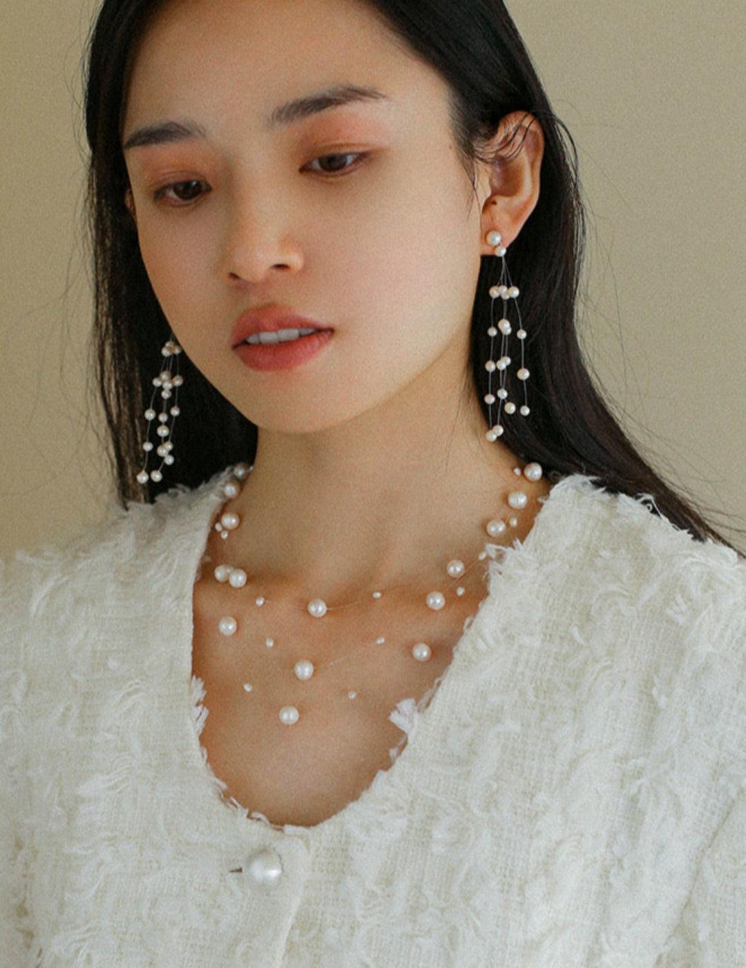 Three Layer Natural Freshwater Pearl Necklace - Gembea Jewelry