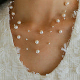 Three Layer Natural Freshwater Pearl Necklace - Gembea Jewelry