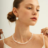 Three Layers Pink Freshwater Pearl Beaded Necklace - Gembea Jewelry