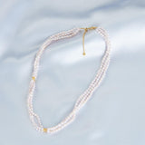 Three Layers Pink Freshwater Pearl Beaded Necklace - Gembea Jewelry