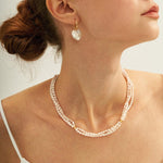 Three Layers Pink Freshwater Pearl Beaded Necklace - Gembea Jewelry