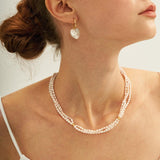 Three Layers Pink Freshwater Pearl Beaded Necklace - Gembea Jewelry