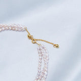 Three Layers Pink Freshwater Pearl Beaded Necklace - Gembea Jewelry