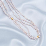 Three Layers Pink Freshwater Pearl Beaded Necklace - Gembea Jewelry