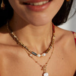 Tiger Eye Stone Red Stone Beaded Pearl Necklace - Gembea Jewelry