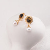 Tiger Eye Gemstone Pearl Pendant Earrings - Gembea Jewelry