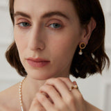 Tiger Eye Gemstone Pearl Pendant Earrings - Gembea Jewelry