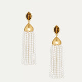 Tiger's Eye Stone Princess Tassel Pearl Earrings gembea jewelry