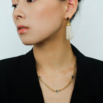 Tiger Eye Stone Princess Tassel Pearl Earrings - Gembea Jewelry