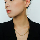 Tiger Eye Stone Princess Tassel Pearl Earrings - Gembea Jewelry