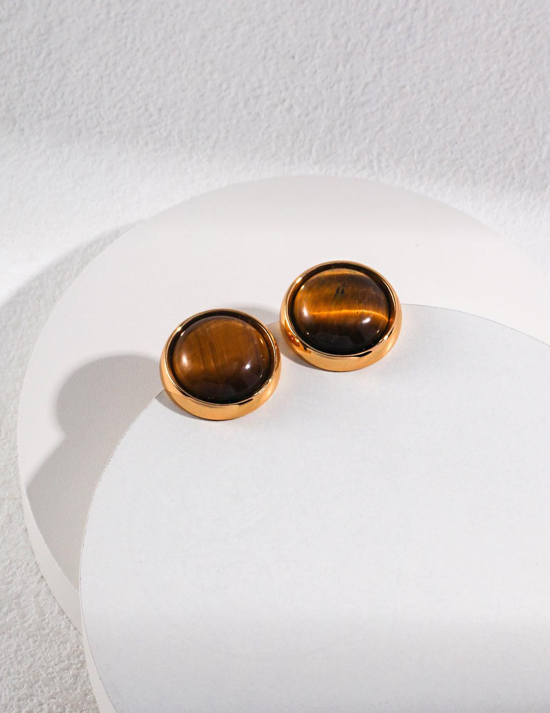 Cat's Eye Effect of the Tiger's Eye Earrings - Gembea Jewelry