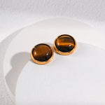 Cat's Eye Effect of the Tiger's Eye Earrings - Gembea Jewelry