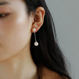 Timeless Simple Long Pearl Drop Earrings gembea jewelry
