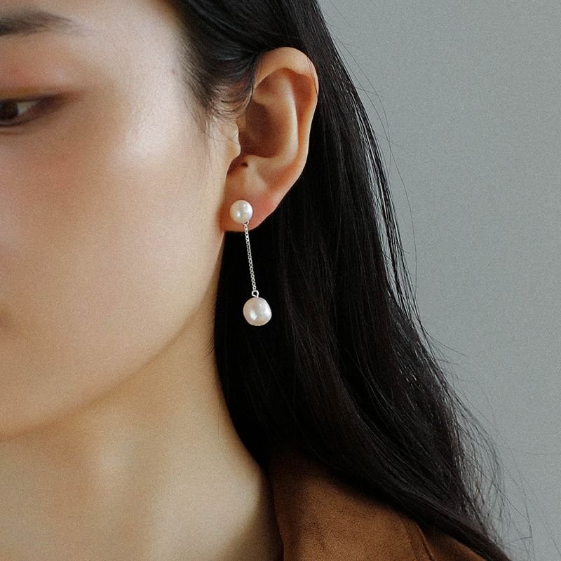Timeless Simple Long Pearl Drop Earrings gembea jewelry