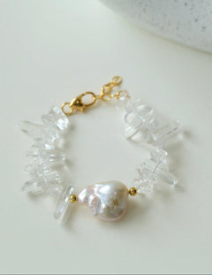 Sea's Embrace Series Crystal Baroque Pearl Bracelet - Gembea Jewelry