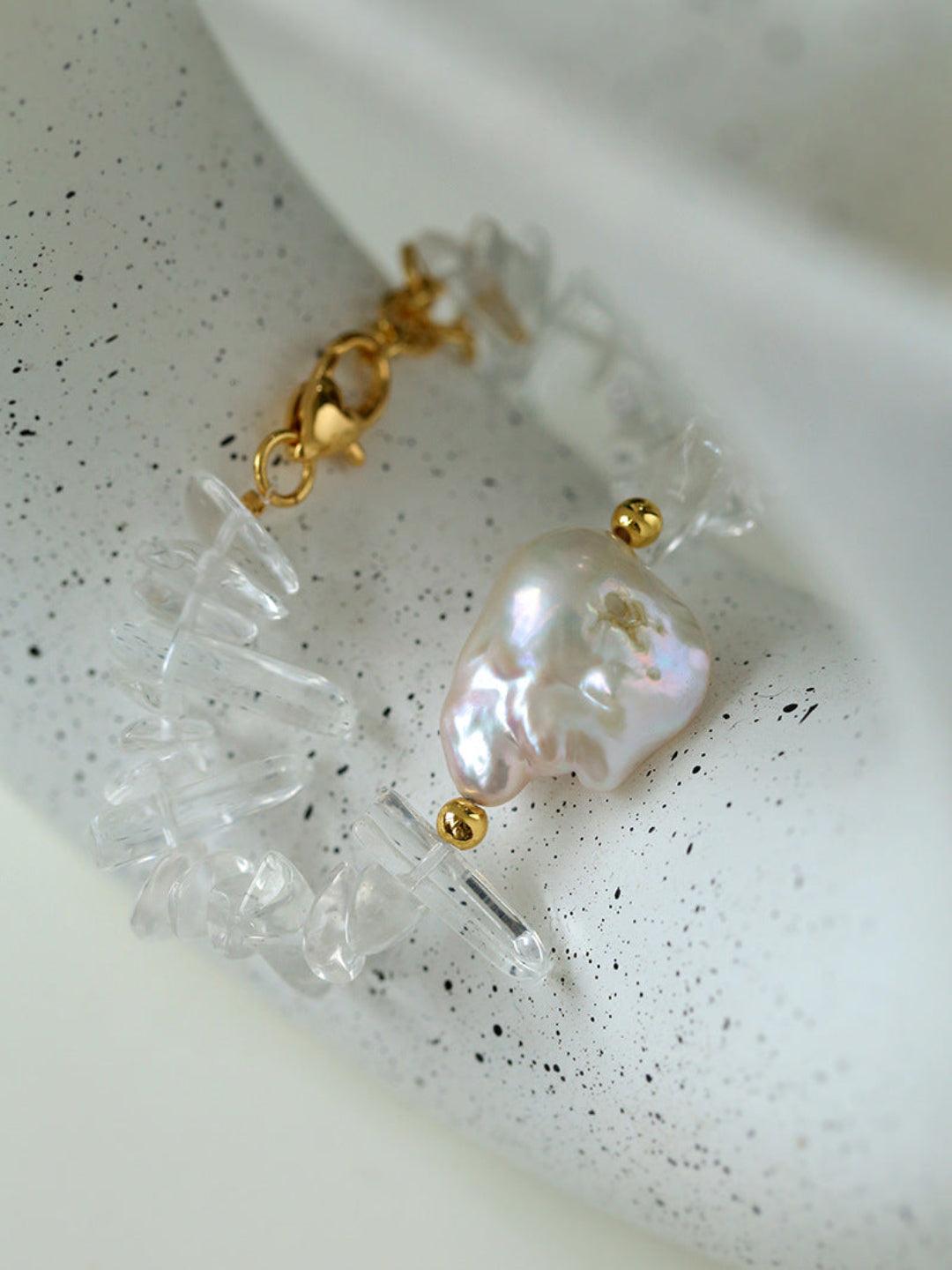 Sea's Embrace Series Crystal Baroque Pearl Bracelet - Gembea Jewelry