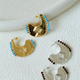 Tribal Echo Carved Totem Cutout Gold Silver Earrings gembea jewelry