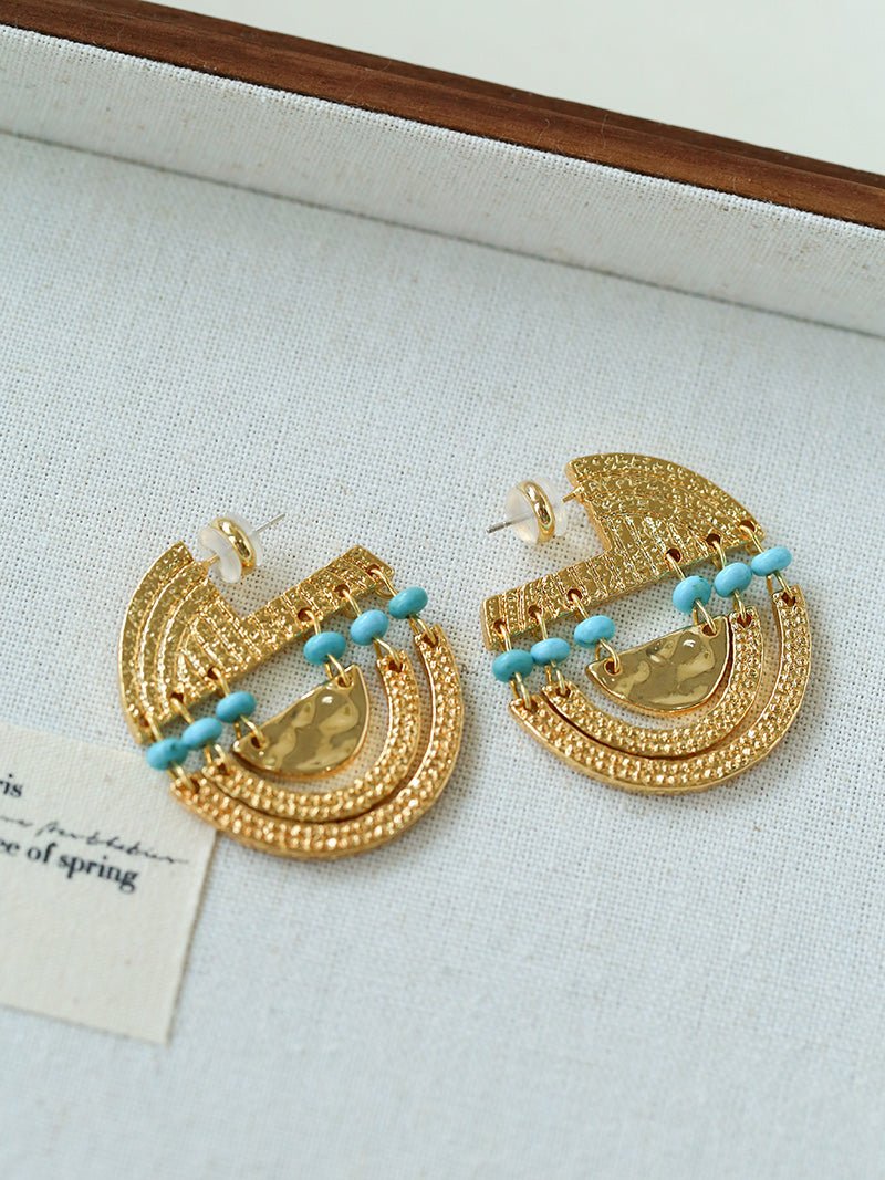 Tribal Echo Totem Stone Hoop Earrings gembea jewelry