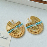 Tribal Echo Totem Stone Hoop Earrings gembea jewelry