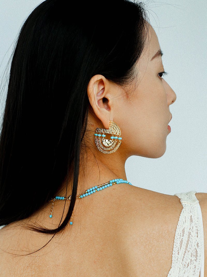 Tribal Echo Totem Stone Hoop Earrings gembea jewelry