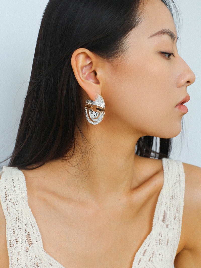 Tribal Echo Totem Stone Hoop Earrings gembea jewelry