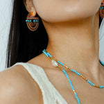 Tribal Echo Totem Stone Hoop Earrings gembea jewelry