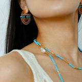 Tribal Echo Totem Stone Hoop Earrings gembea jewelry