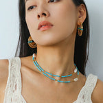 Tribal Echo Totem Stone Hoop Earrings gembea jewelry