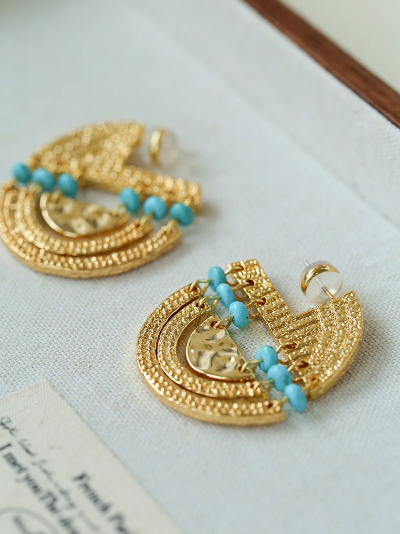 Tribal Echo Totem Stone Hoop Earrings gembea jewelry