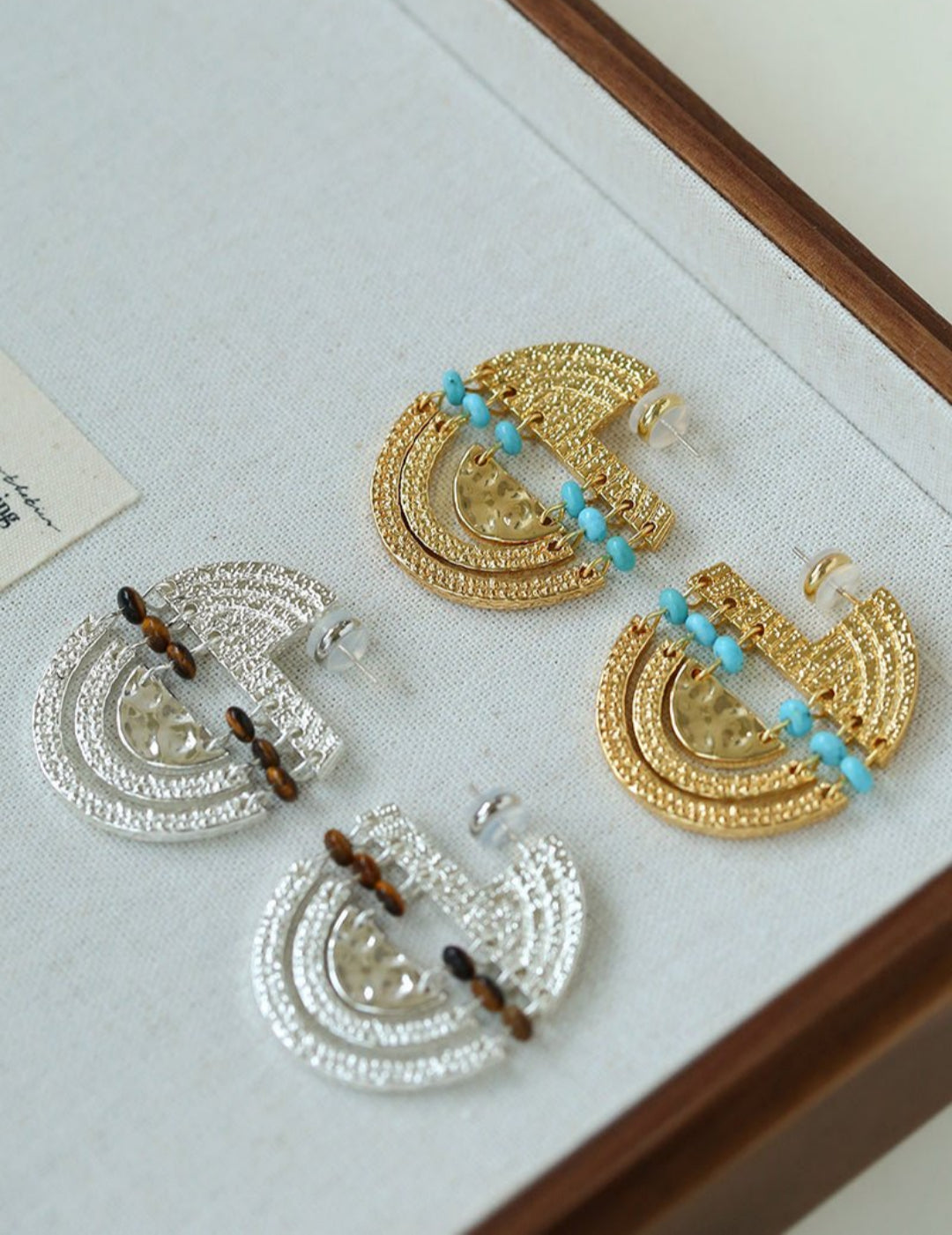 Tribal Echo Totem Stone Hoop Earrings gembea jewelry