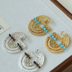 Tribal Echo Totem Stone Hoop Earrings gembea jewelry