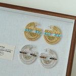 Tribal Echo Totem Stone Hoop Earrings gembea jewelry