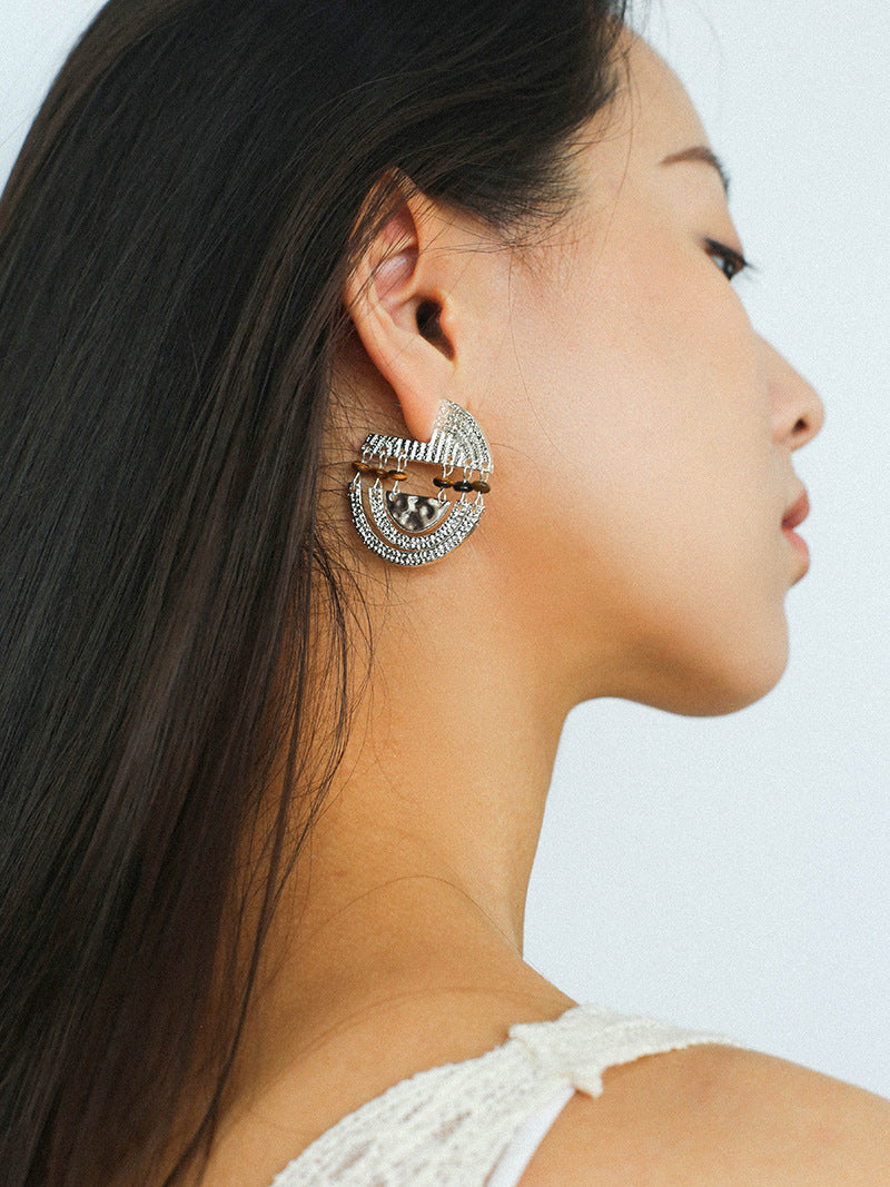 Tribal Echo Totem Stone Hoop Earrings gembea jewelry