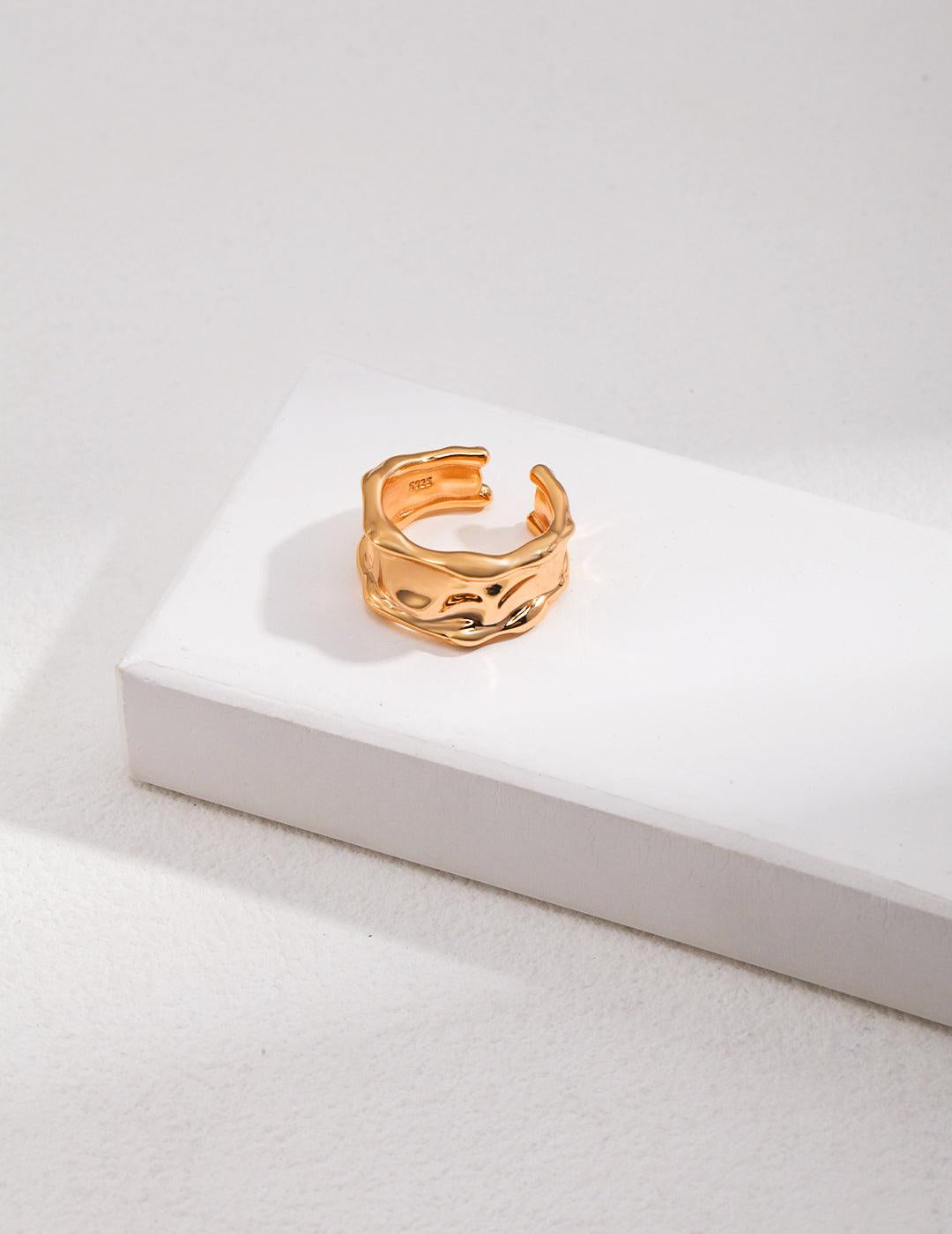 Undulating Irregular Wide Face 925 Sterling Silver Ring - Gembea Jewelry