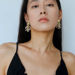 Vacation White Fossil Bead Tassel Earrings gembea jewelry