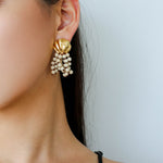 Vacation White Fossil Bead Tassel Earrings gembea jewelry