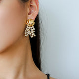 Vacation White Fossil Bead Tassel Earrings gembea jewelry