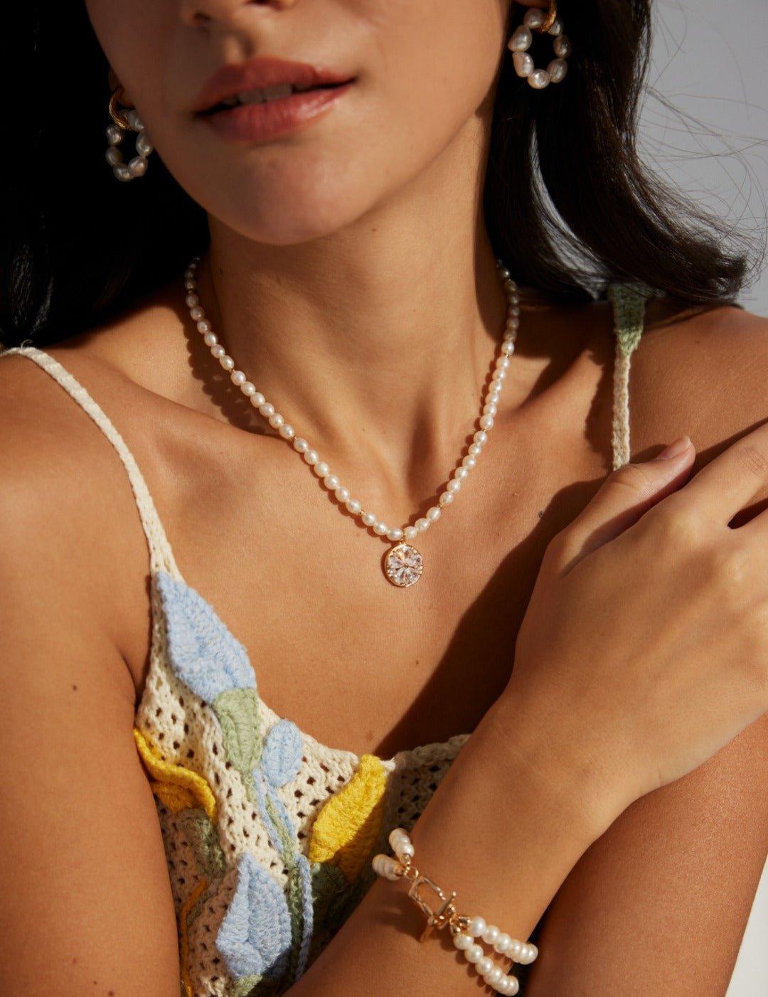 Vacation Style Zircon Pendant Pearls Necklaces - Gembea Jewelry