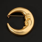 Vintage Antique Golden Moon Brooch gembea jewelry