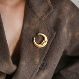 Vintage Antique Golden Moon Brooch gembea jewelry